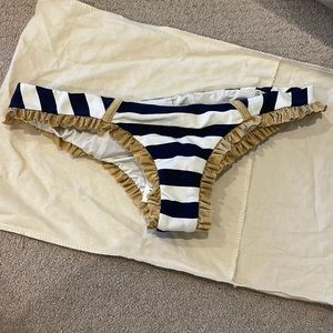 Beach bunny navy and white striped frill bikini bottoms